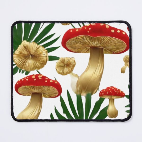 Item preview, Red mushrooms,golden flowers and palm leafs ,Perfect mushrooms . designed and sold by kozlebozle007.