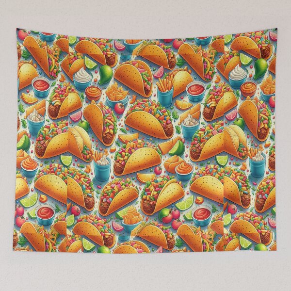 Item preview, Tacos and French Fry - Food Pattern  designed and sold by PatternInArt.