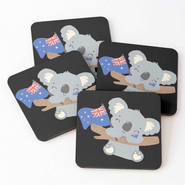 Item preview, Baby koala hanging from a tree branch Holding Australia Flag  designed and sold by Smix Pixels.
