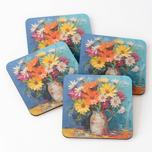 Item preview, bold acrylic flower arrangement painting print designed and sold by dcrc.