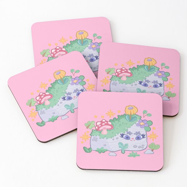 Item preview, Cute smiling garden rock with flowers and mushrooms designed and sold by lizdejupiter.