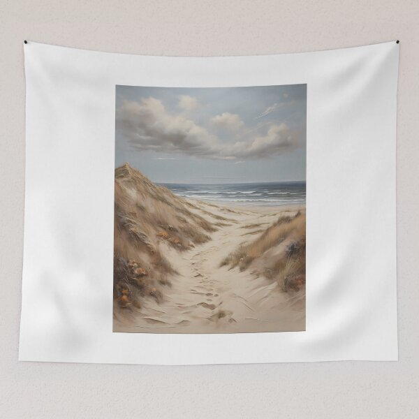 Item preview, A sand dune on a beautiful beach, vintage oil painting designed and sold by CreativeSparkzz.