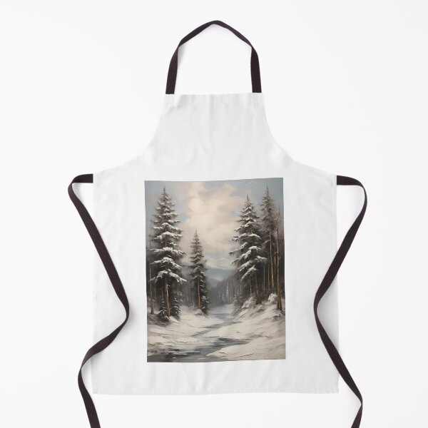 Item preview, A snowy forest with coniferous trees, vintage oil painting designed and sold by CreativeSparkzz.