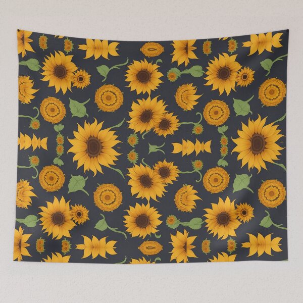 Item preview, combination of sunflowers on blue background summer and spring fashion designed and sold by Carlos Gudino.
