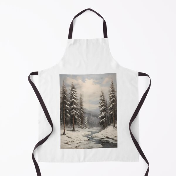 Item preview, A snowy forest with coniferous trees, vintage oil painting designed and sold by CreativeSparkzz.