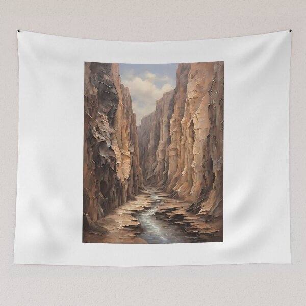 Item preview, A river flows through a gorge surrounded by sandstone, vintage oil painting designed and sold by CreativeSparkzz.