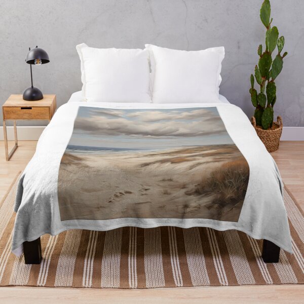 Item preview, A sand dune on a beautiful beach, vintage oil painting designed and sold by CreativeSparkzz.