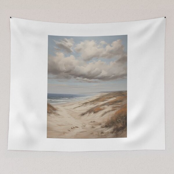 Item preview, A sand dune on a beautiful beach, vintage oil painting designed and sold by CreativeSparkzz.