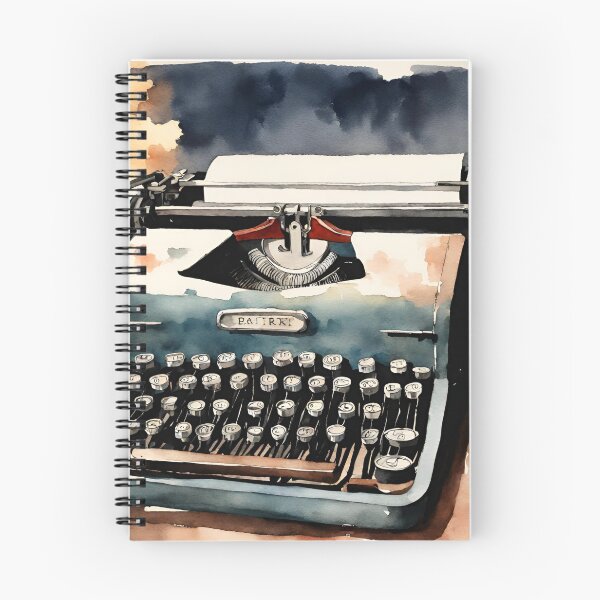 Item preview, Old blue typewriter in watercolor. designed and sold by kreativeadern.