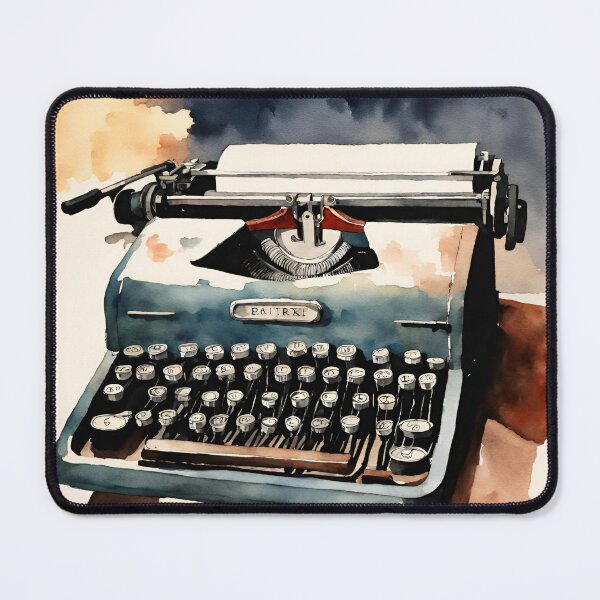 Item preview, Old blue typewriter in watercolor. designed and sold by kreativeadern.