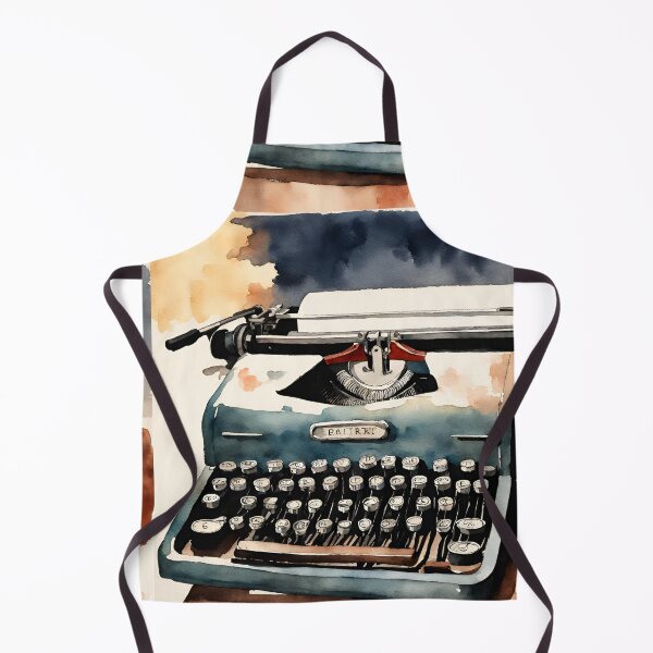 Item preview, Old blue typewriter in watercolor. designed and sold by kreativeadern.