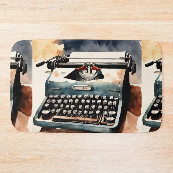Item preview, Old blue typewriter in watercolor. designed and sold by kreativeadern.