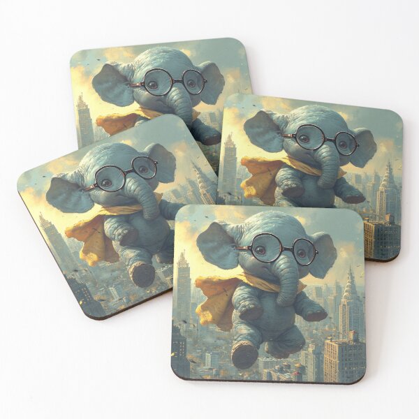 Item preview, An elephant with glasses flying over a city designed and sold by Emre Karaarslan.