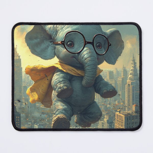 Item preview, An elephant with glasses flying over a city designed and sold by Emre Karaarslan.