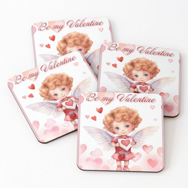 Item preview, Valentine card with baby angel with wings St Valentine's Day postcard Watercolor  designed and sold by Createya.