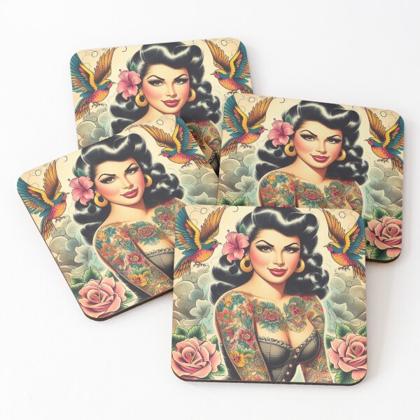 Item preview, Beauty Tattooed Girl designed and sold by PulpVintage.