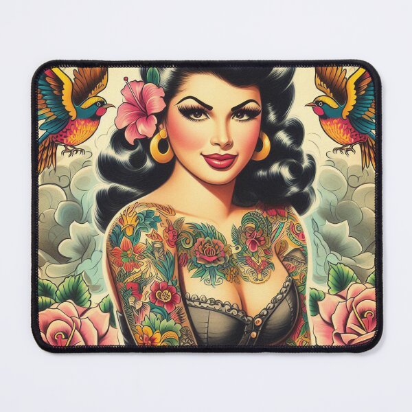 Item preview, Beauty Tattooed Girl designed and sold by PulpVintage.