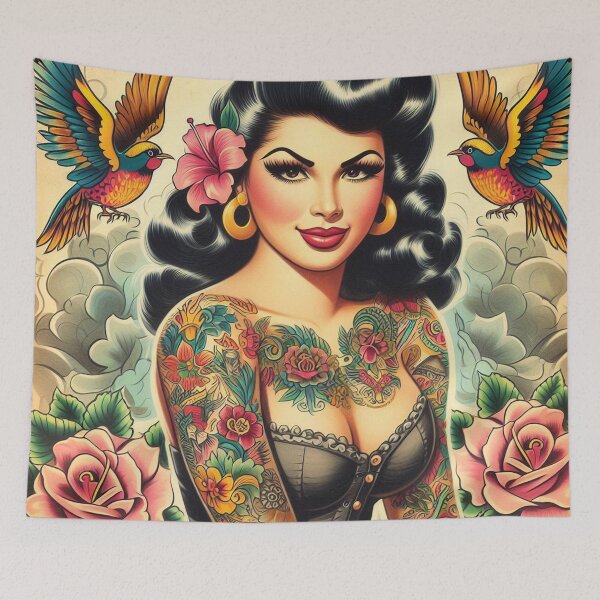 Item preview, Beauty Tattooed Girl designed and sold by PulpVintage.