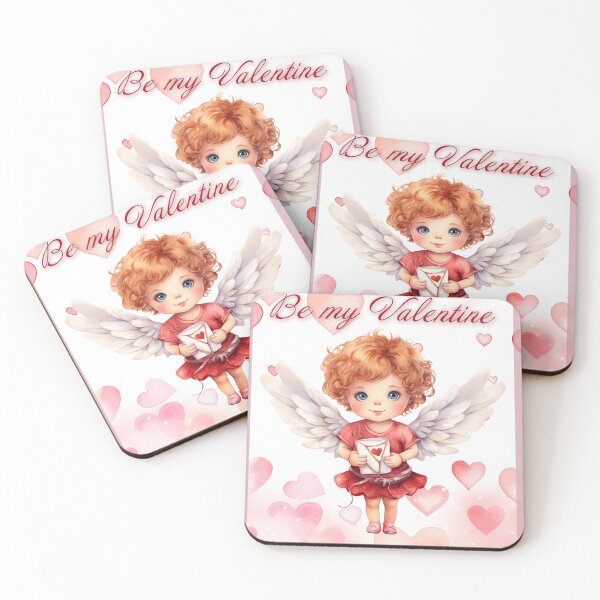 Item preview, Valentine card with baby angel with wings St Valentine's Day postcard Watercolor  designed and sold by Createya.