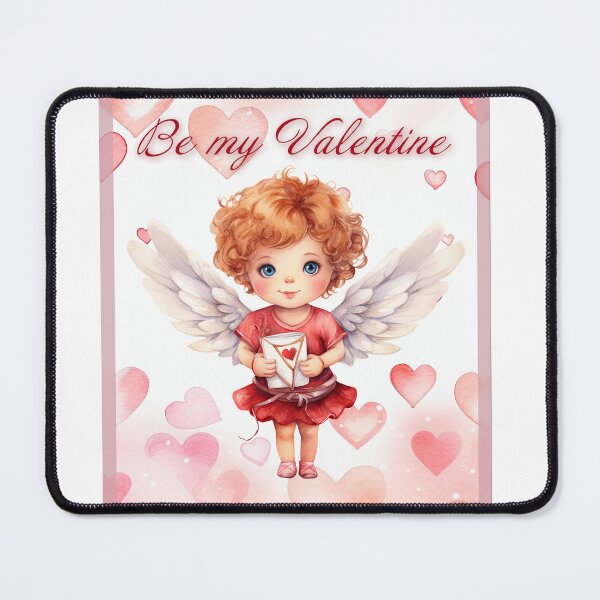 Item preview, Valentine card with baby angel with wings St Valentine's Day postcard Watercolor  designed and sold by Createya.