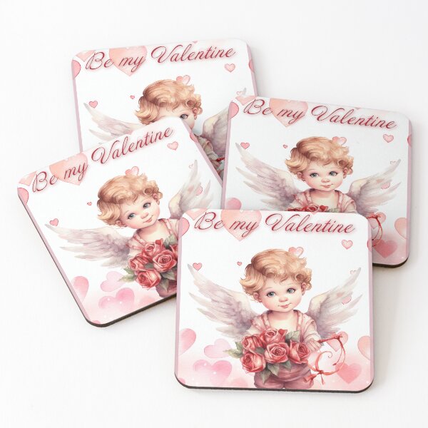 Item preview, Valentine card with baby angel with wings St Valentine's Day postcard Watercolor  designed and sold by Createya.
