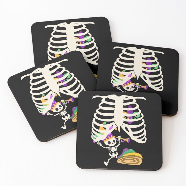 Item preview, Mardi Gras Pregnancy Announcement Skeleton Baby in X-ray Rib Cage designed and sold by Artisticlions-A.