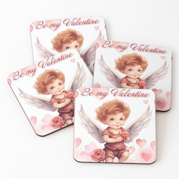 Item preview, Valentine card with baby angel with wings St Valentine's Day postcard Watercolor  designed and sold by Createya.