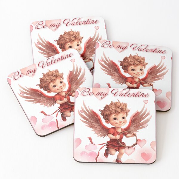 Item preview, Valentine card with baby angel Cupid with wings St Valentine's Day postcard Watercolor  designed and sold by Createya.
