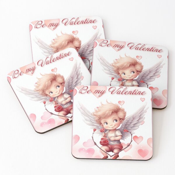 Item preview, Valentine card with baby angel Cupid with wings St Valentine's Day postcard Watercolor  designed and sold by Createya.
