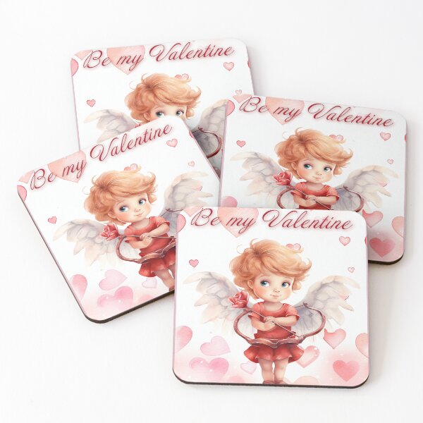 Item preview, Valentine card with baby angel Cupid with wings St Valentine's Day postcard Watercolor  designed and sold by Createya.