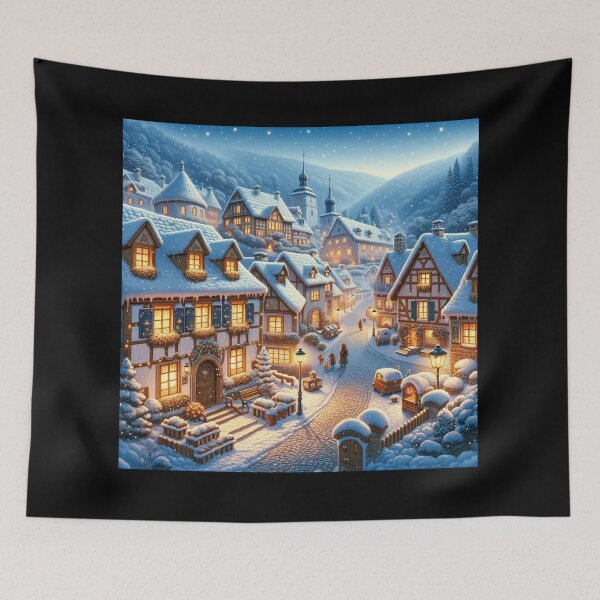 Item preview, European Winter Village Art designed and sold by BestArtByArvind.