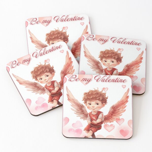 Item preview, Valentine card with baby angel Cupid with wings St Valentine's Day postcard Watercolor  designed and sold by Createya.