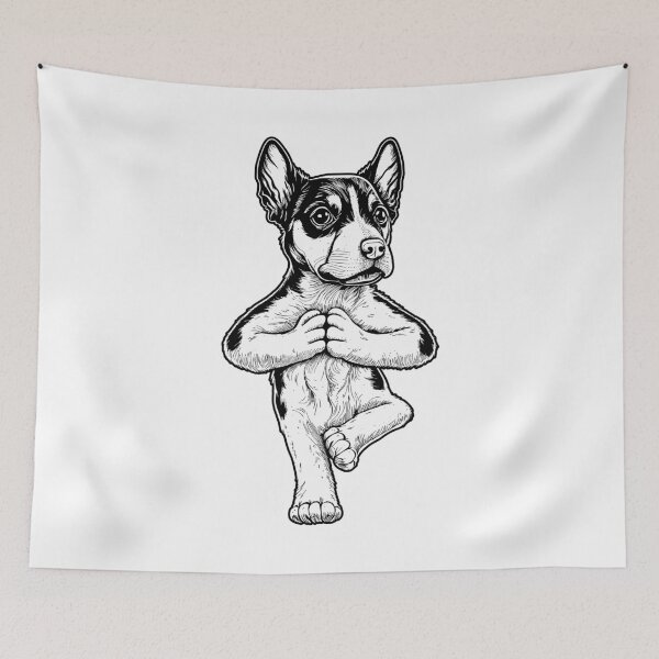 Item preview, Rat Terrier Yoga Dog Puppy Funny Dogs Tree Pose Asana designed and sold by GrandeDuc.
