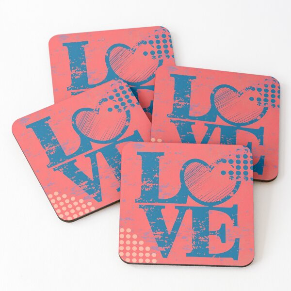 Item preview,  Blue LOVE inscription on a red background designed and sold by LuckyFamily.