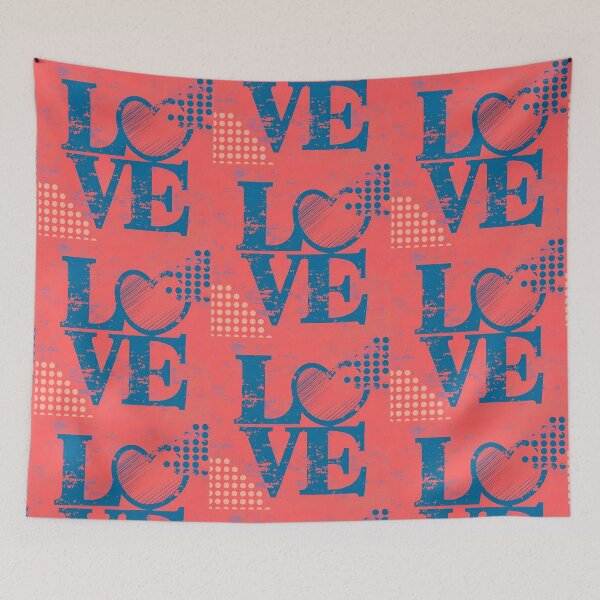 Item preview,  Blue LOVE inscription on a red background designed and sold by LuckyFamily.