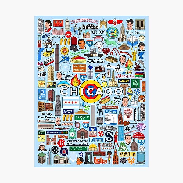 Item preview, Chicago Iconic Landmarks Signs & Symbols & People Places & Things  - Illinois designed and sold by CMooreWorx.