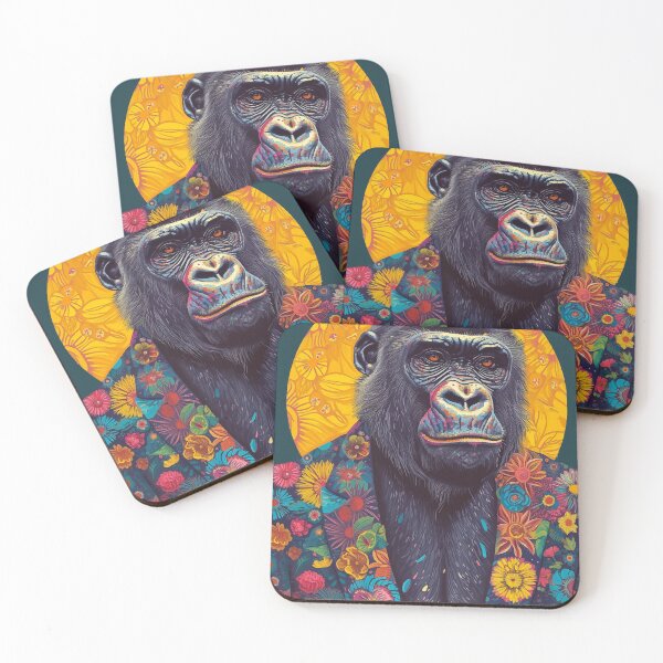 Item preview, Colorful Gorilla Wearing Floral Print Suit designed and sold by PrintShangri-La.