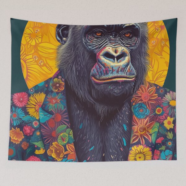 Item preview, Colorful Gorilla Wearing Floral Print Suit designed and sold by PrintShangri-La.