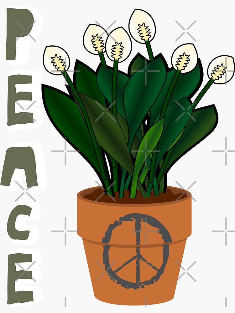 Thumbnail 3 of 3, Sticker, "Give fresh air a chance" peace lily cartoon designed and sold by meldra.