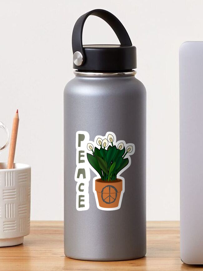Thumbnail 1 of 3, Sticker, "Give fresh air a chance" peace lily cartoon designed and sold by meldra.