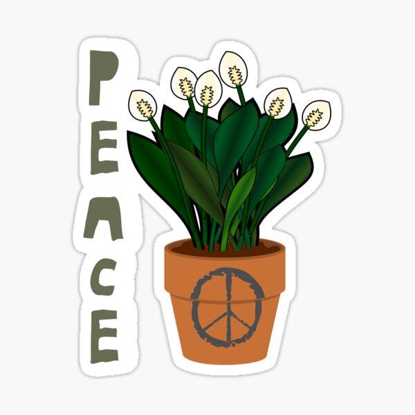 "Give fresh air a chance" peace lily cartoon Sticker