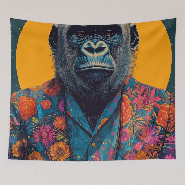 Item preview, Colorful Gorilla Wearing Floral Print Suit designed and sold by PrintShangri-La.