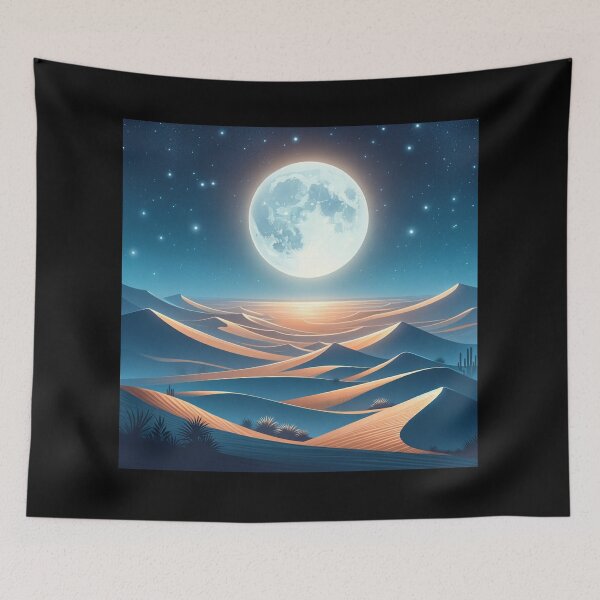 Item preview, Moonlit Desert Night Art designed and sold by BestArtByArvind.