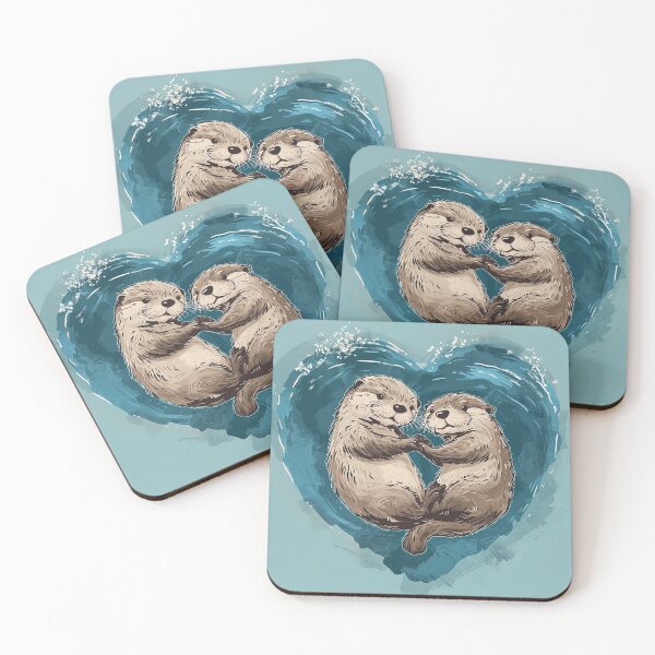 Item preview, A Whole Otter Love - Otters Swimming Together  designed and sold by Splatter-arts.
