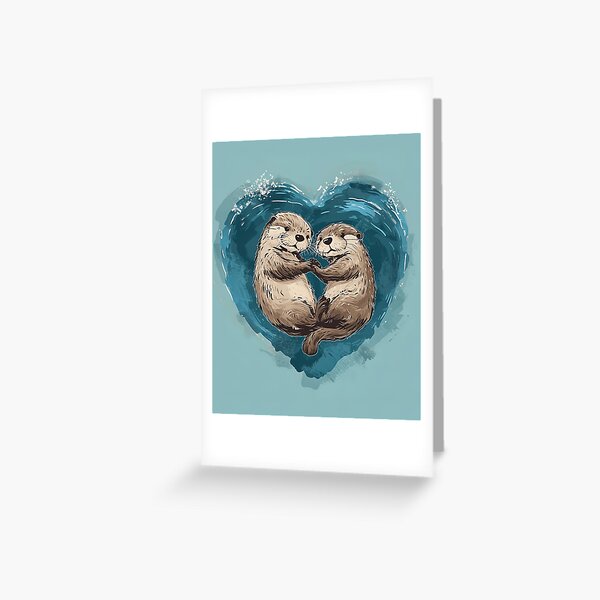 Item preview, A Whole Otter Love - Otters Swimming Together  designed and sold by Splatter-arts.