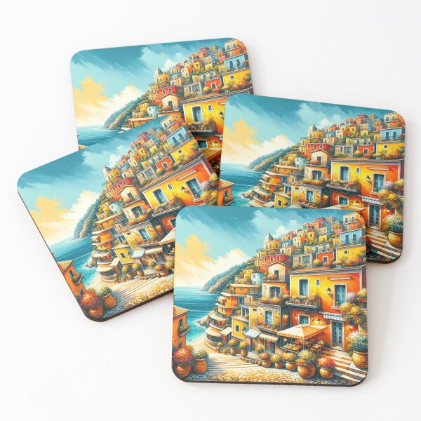 Item preview, Mediterranean Coastal Town Art designed and sold by BestArtByArvind.