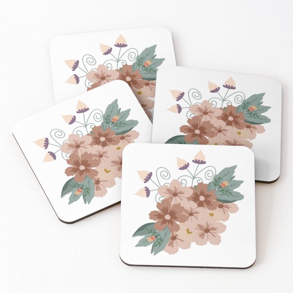 Item preview, Watercolour brown and creme flowers with green leafs ,floral brown and green, designed and sold by kozlebozle007.