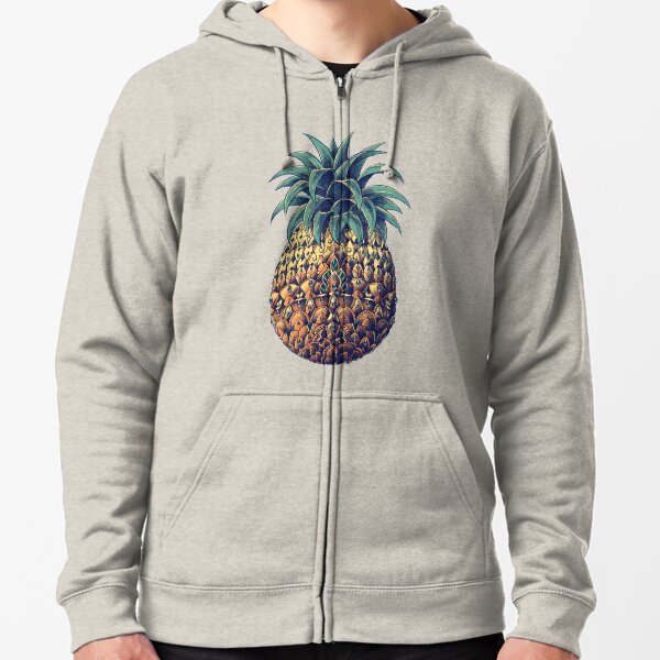 Ornate Pineapple (Color Version) Zipped Hoodie