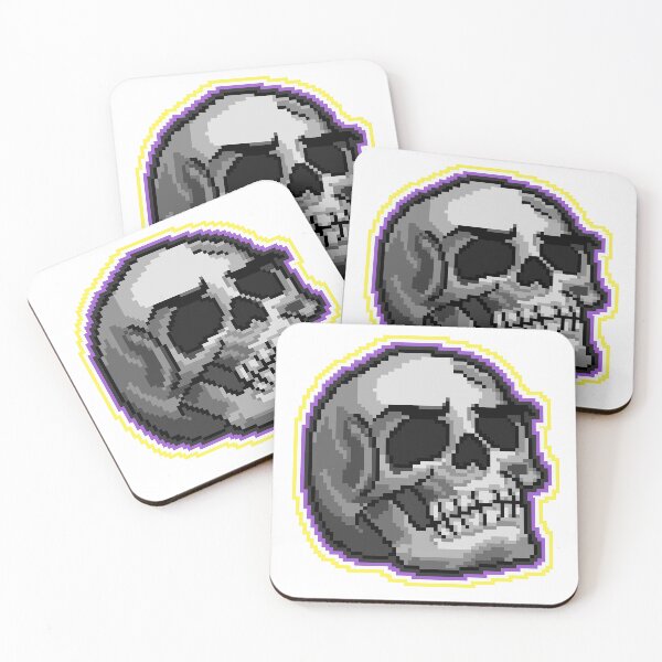 Item preview, Pixel Non-binary Flag Skull designed and sold by EleoraDoodles.
