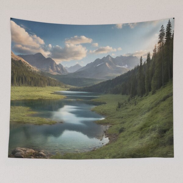 Item preview, Imaginary Beautiful Meadow View with River designed and sold by LunarNebula.